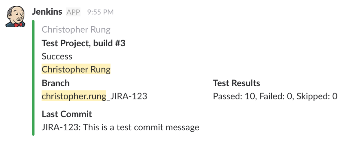 Successful Build notification